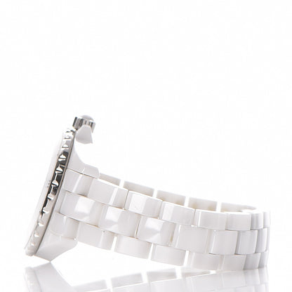 Chanel Stainless Steel Ceramic Diamond 33mm J12 Quartz Watch White 4 of 7