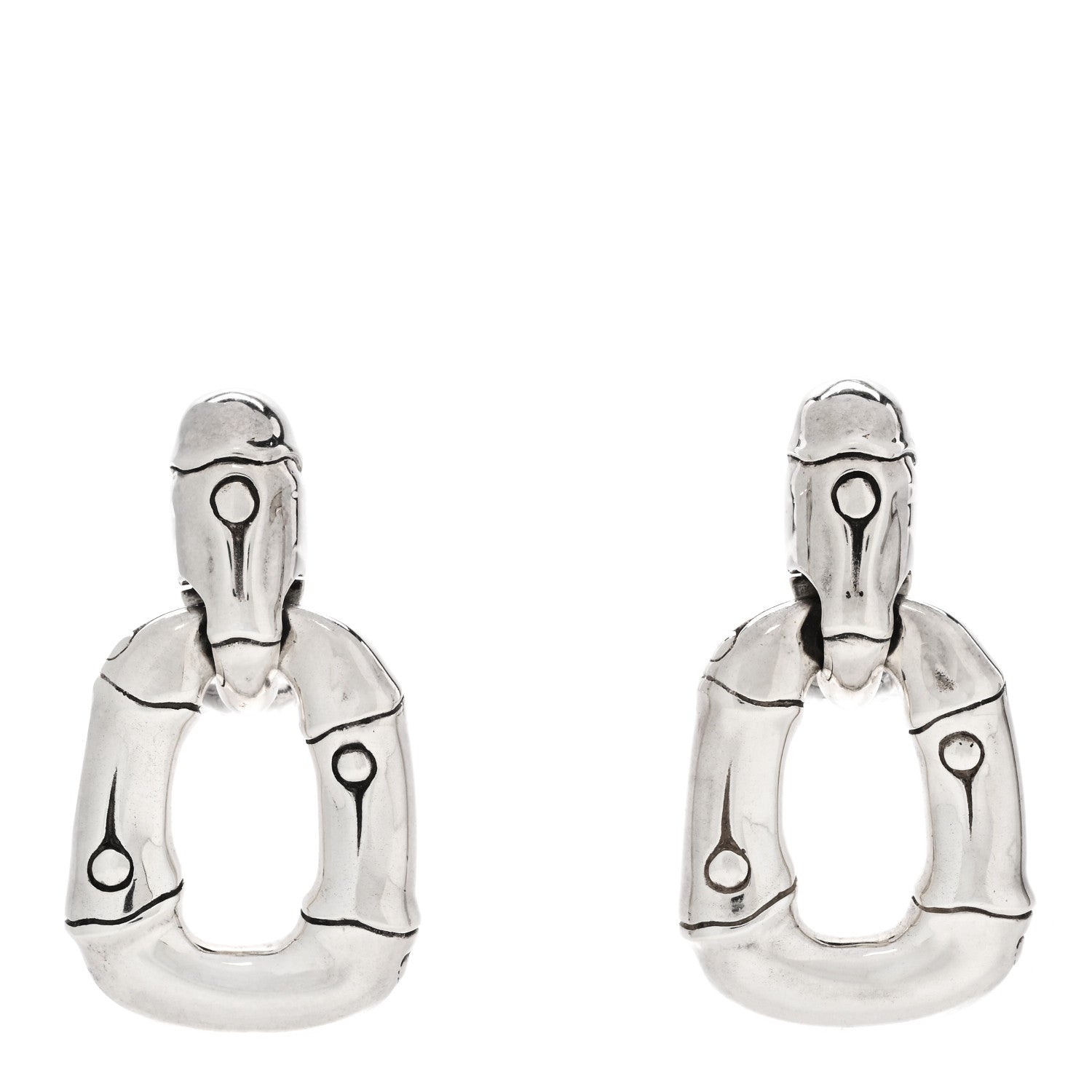 John Hardy Sterling Silver Bamboo Door Knocker Earrings 1 of 8