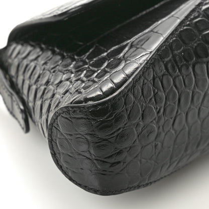 Balenciaga Shiny Super Supple Calfskin Crocodile Embossed Small XX Flap Stretch Bag Black 7 of 8