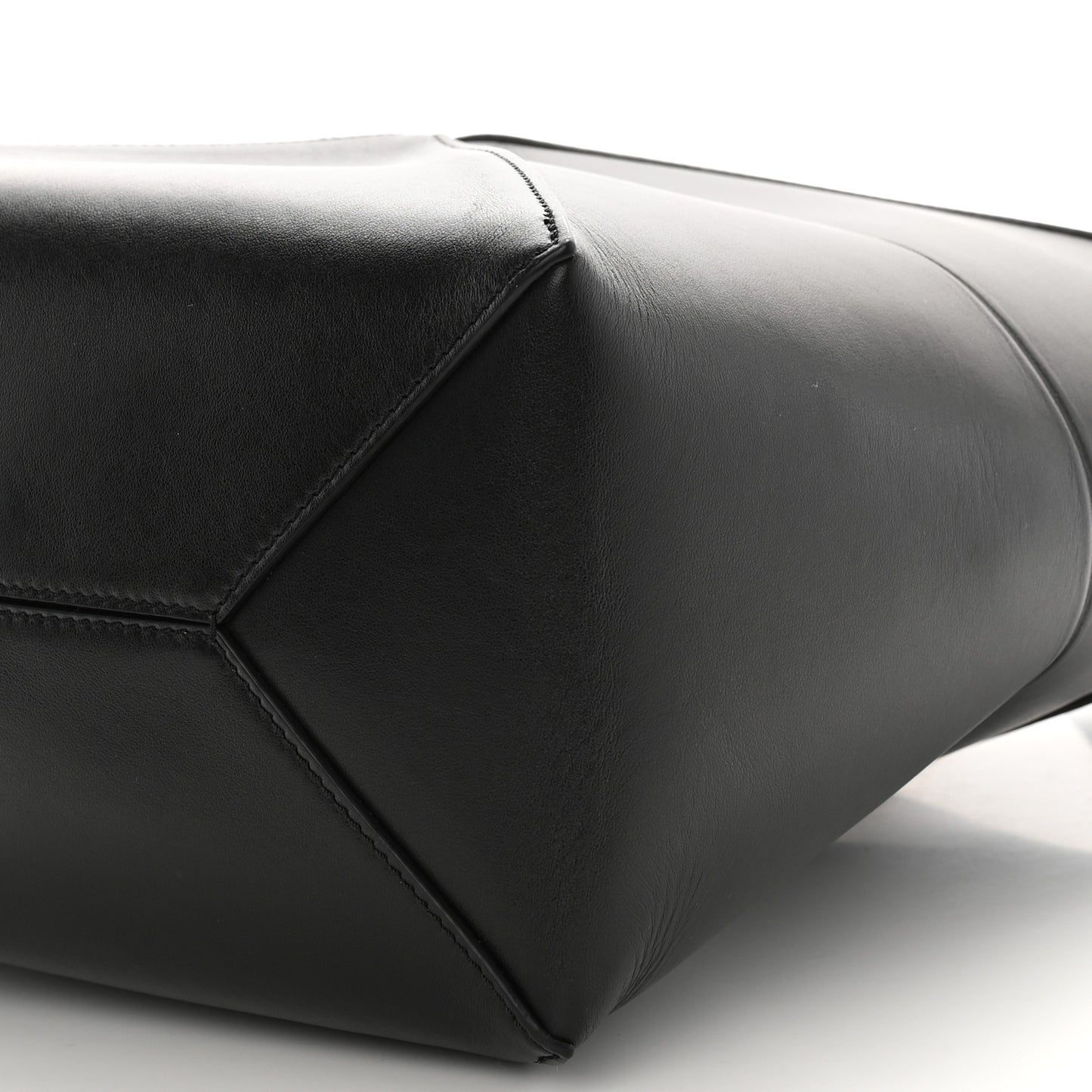 Shiny Calfskin Medium Puzzle Fold Tote Black