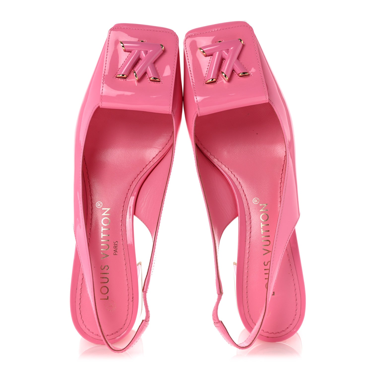 Louis Vuitton Patent Calfskin Shake Slingback Pumps 37.5 Pink 2 of 10
