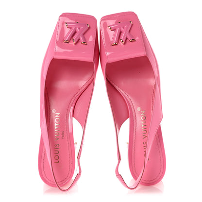 Louis Vuitton Patent Calfskin Shake Slingback Pumps 37.5 Pink 2 of 10