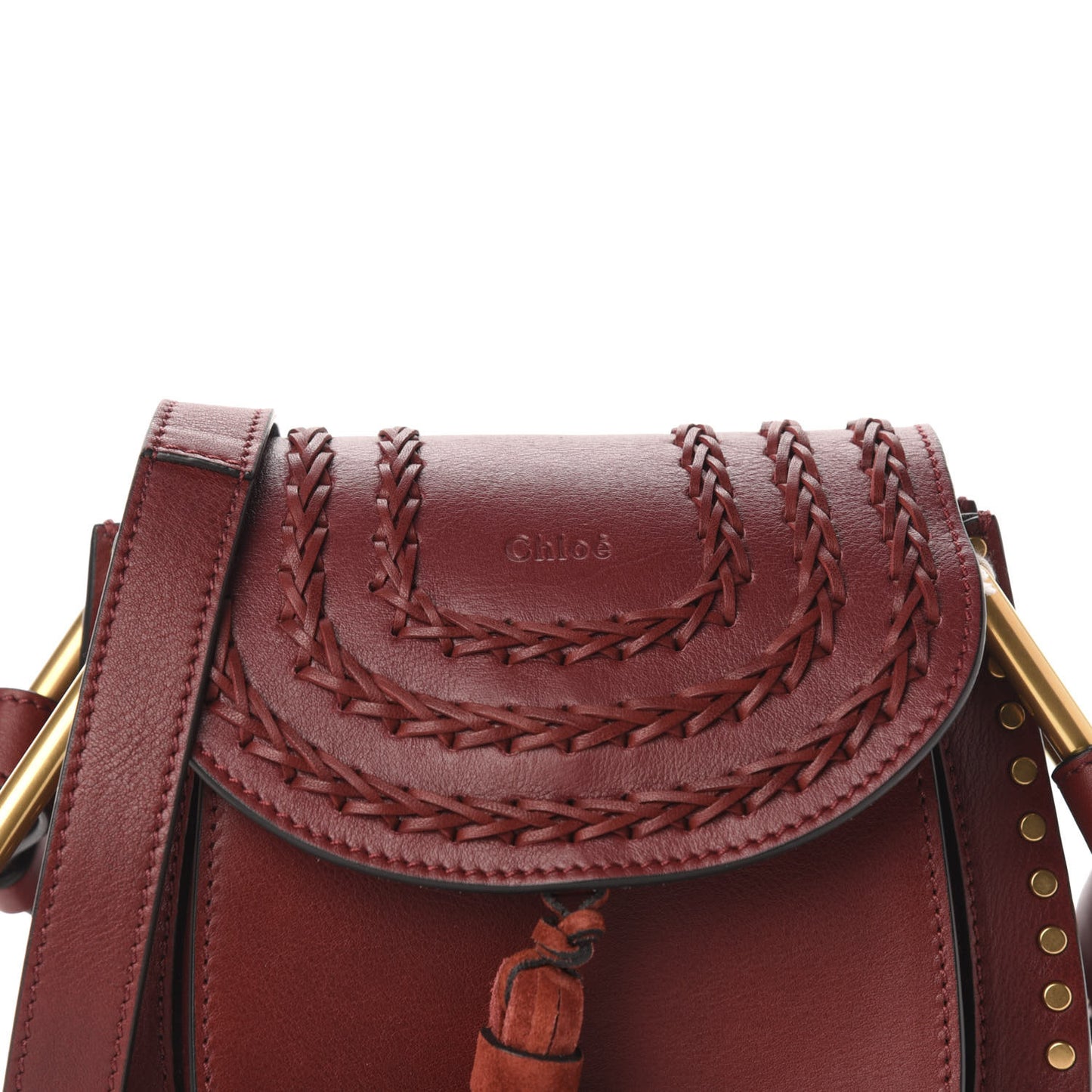 Calfskin Braided Mini Hudson Shoulder Bag Sienna Red