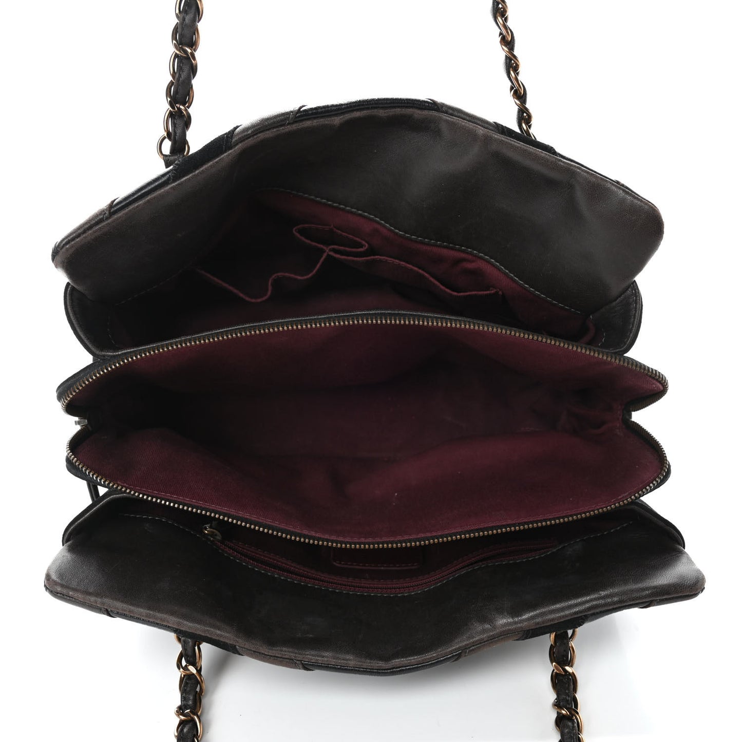Suede Lambskin Glazed Calfskin Lady Vintage Tote Black