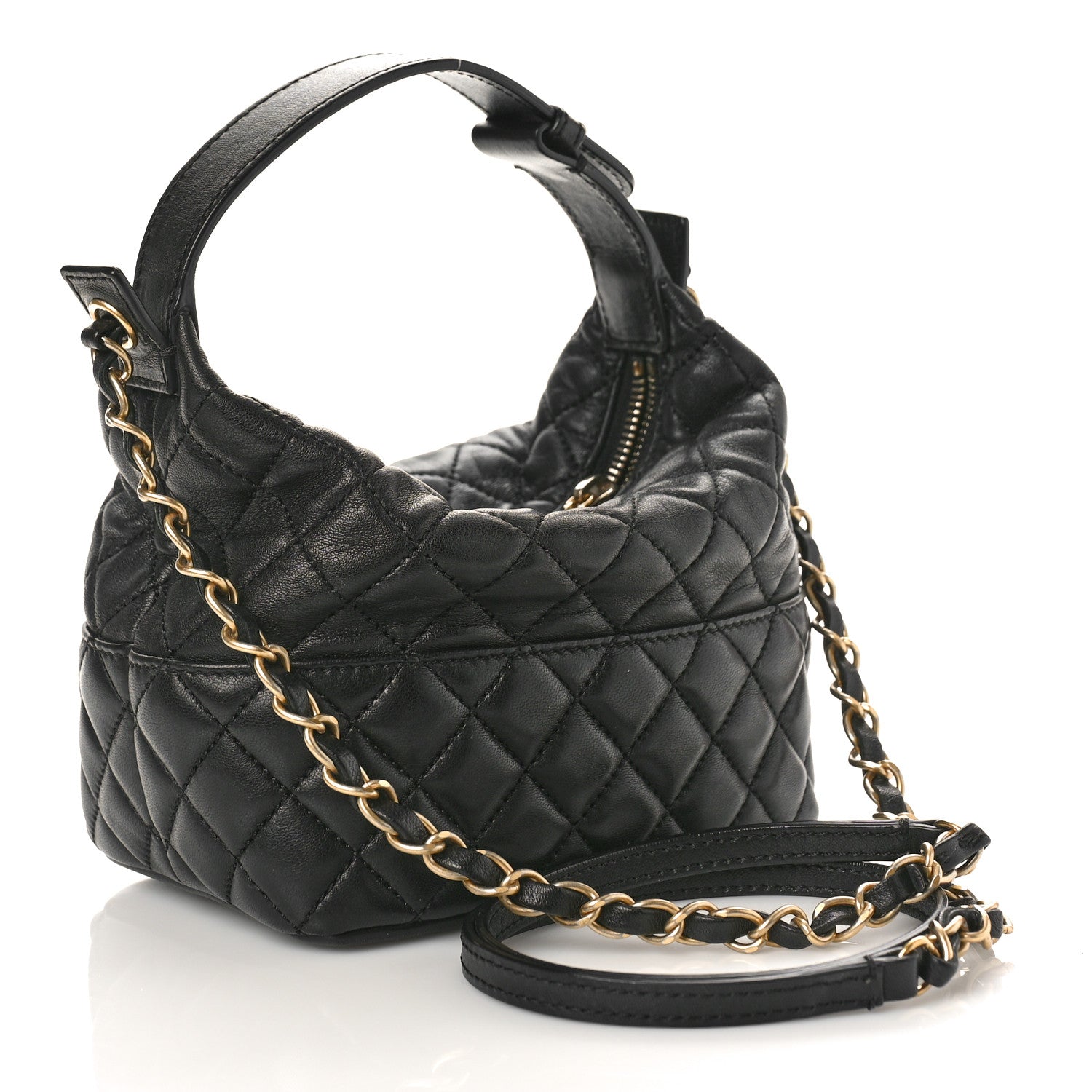 Chanel Lambskin Quilted Small Hobo Black 3 of 9