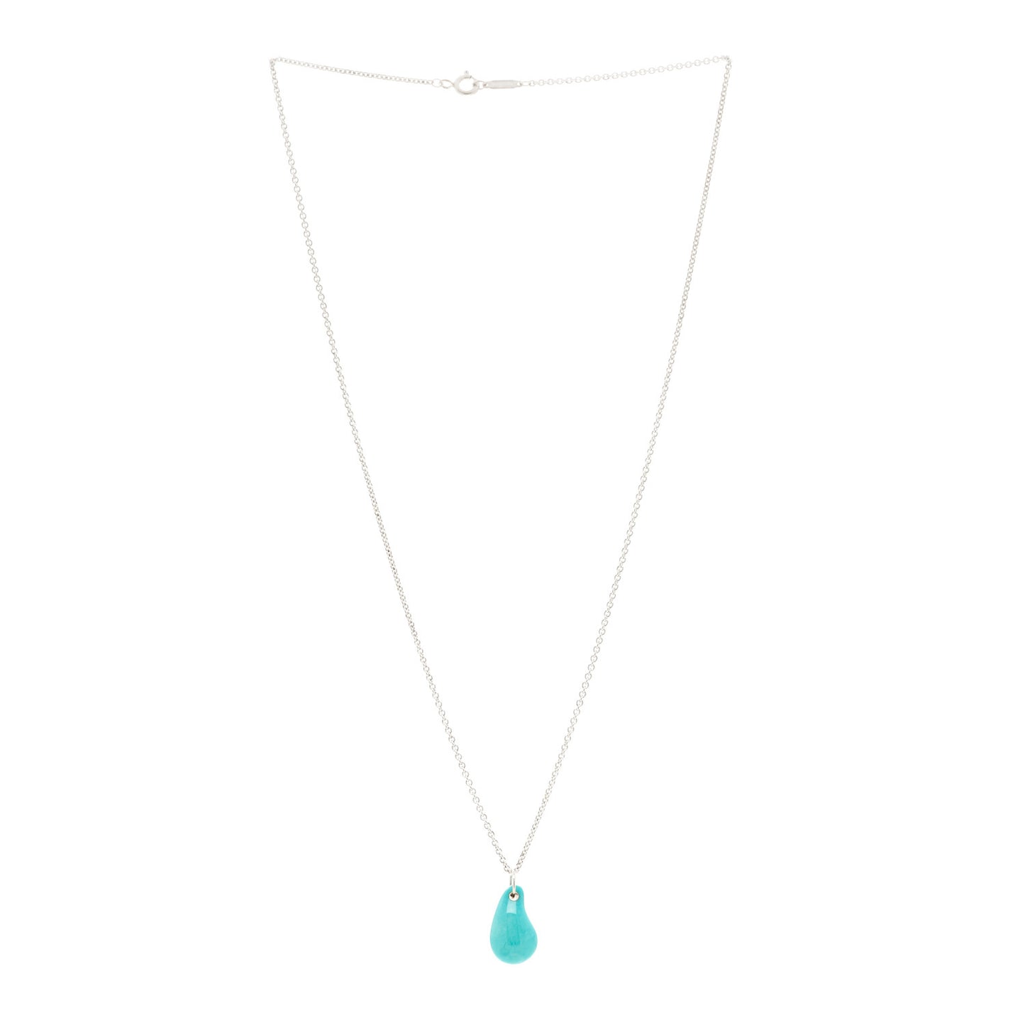 Sterling Silver Turquoise Elsa Peretti Teardrop Pendant Necklace