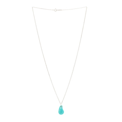 Tiffany Sterling Silver Turquoise Elsa Peretti Teardrop Pendant Necklace 3 of 5