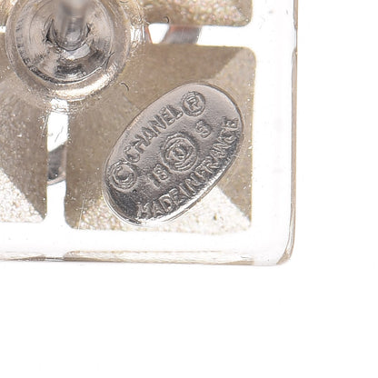 Chanel Transparent Resin Iridescent Crystal CC Cube Earrings Silver 4 of 5