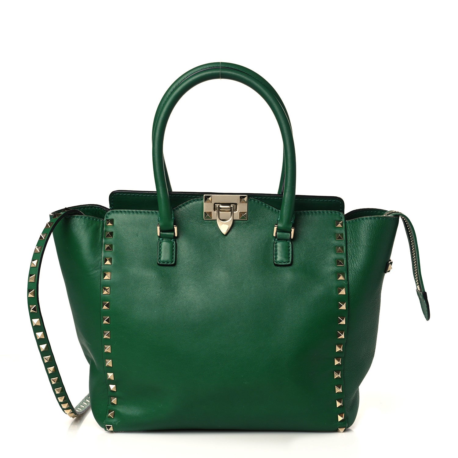 Valentino Garavani Vitello Rockstud Double Handle Tote Pop Green 1 of 11
