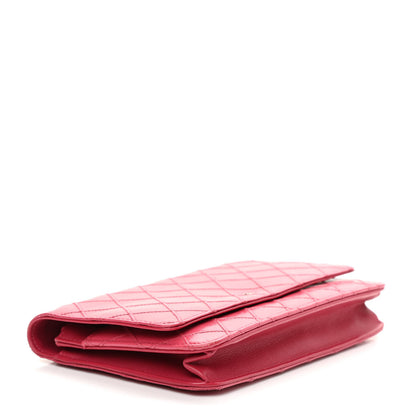 Chanel Lambskin Diamond Stitched Wallet On Chain WOC Pink 4 of 13