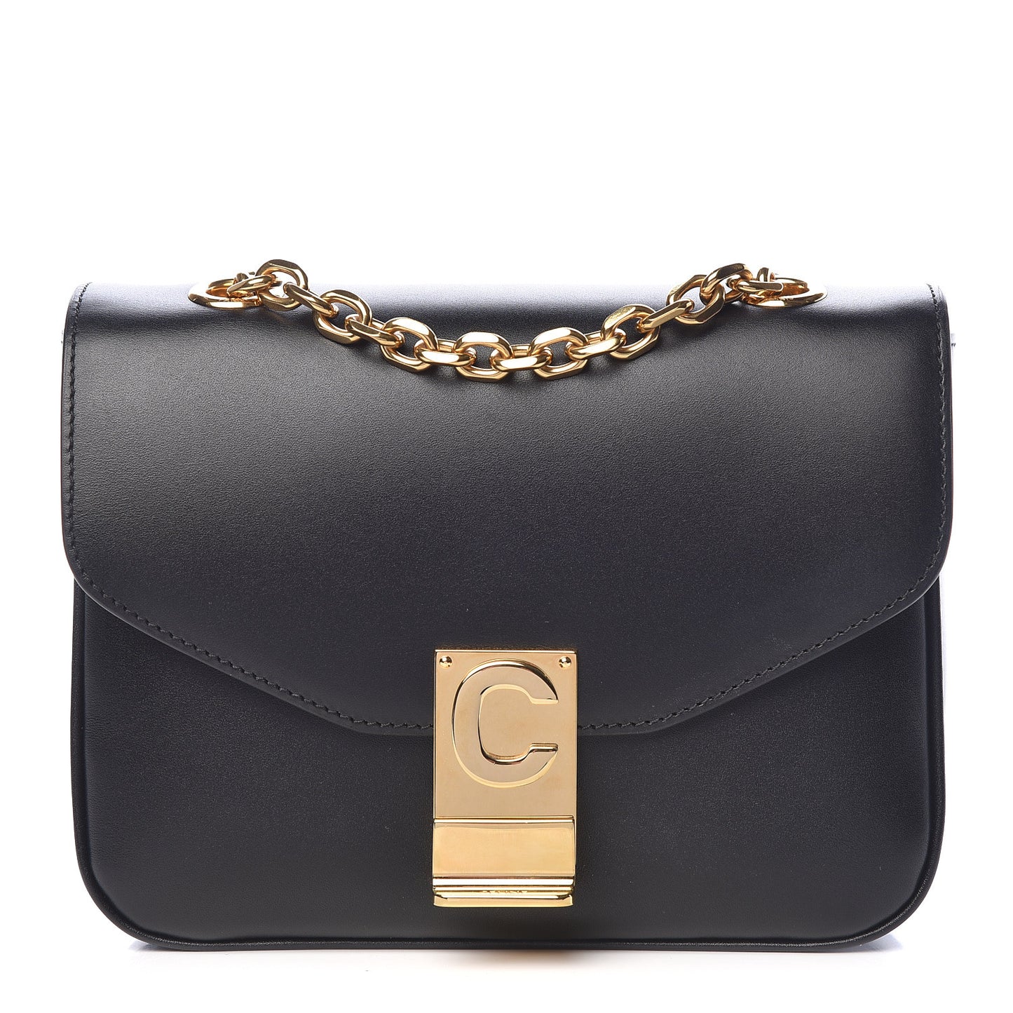 Shiny Calfskin Small C Bag Black