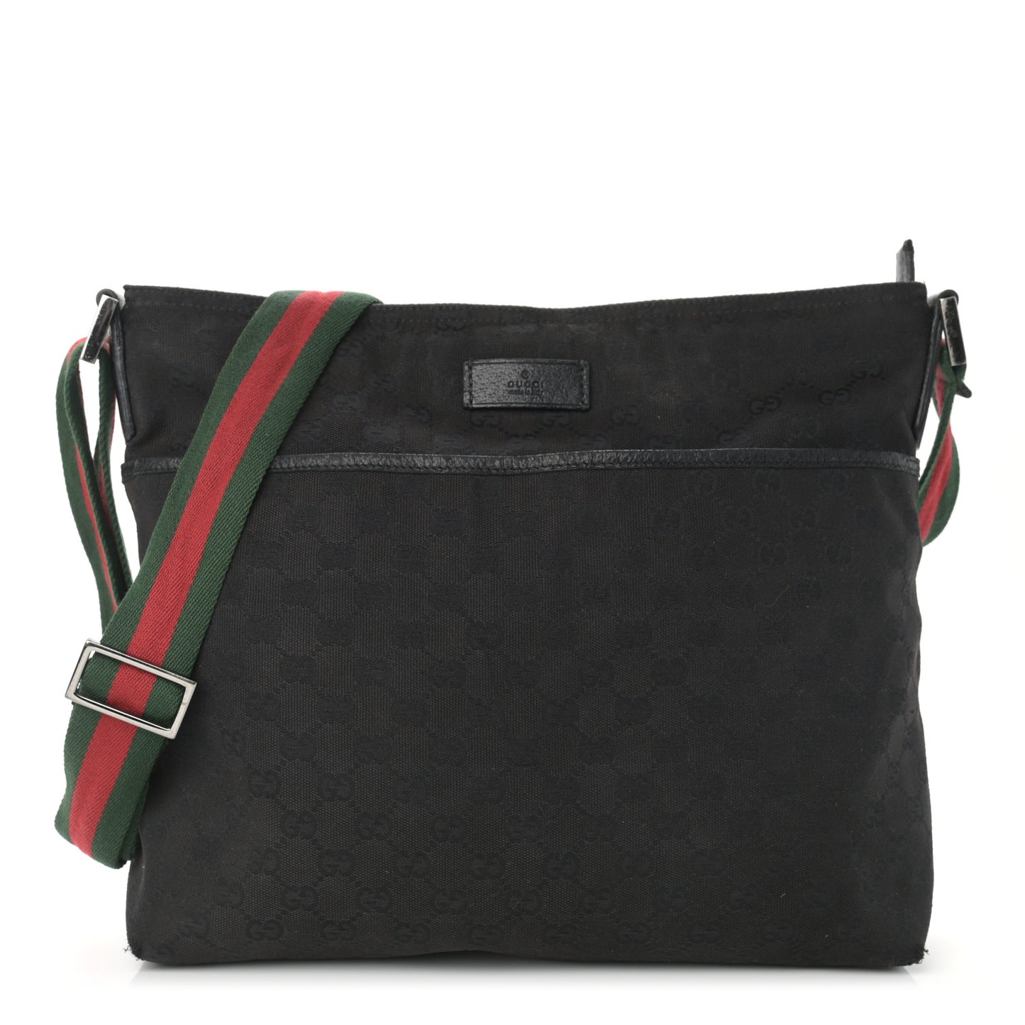 Monogram Web Medium Flat Messenger Bag Black