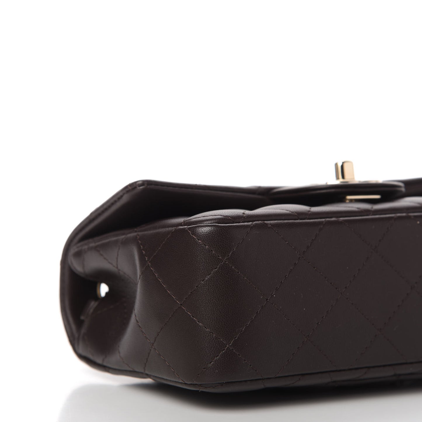 Lambskin Quilted Mini Rectangular Flap Dark Brown