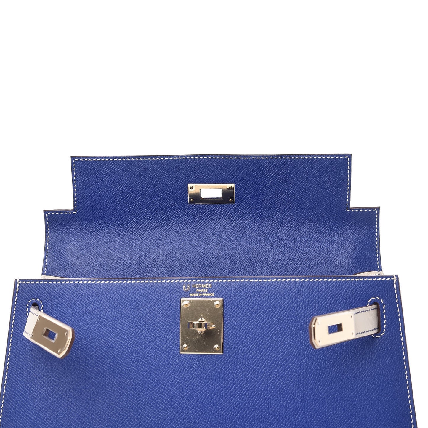 Epsom Horseshoe Kelly Sellier 28 Bleu Electrique Craie