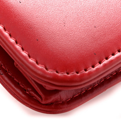 Chanel Glazed Calfskin Quilted Coco Boy Wallet On Chain WOC Red 13 of 13