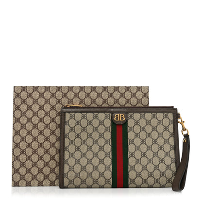 Gucci X BALENCIAGA BB Supreme Monogram Web Ophidia Wristlet Beige New Acero 9 of 9