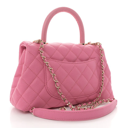 Chanel Caviar Lizard Embossed Quilted Mini Coco Handle Flap Pink 3 of 11