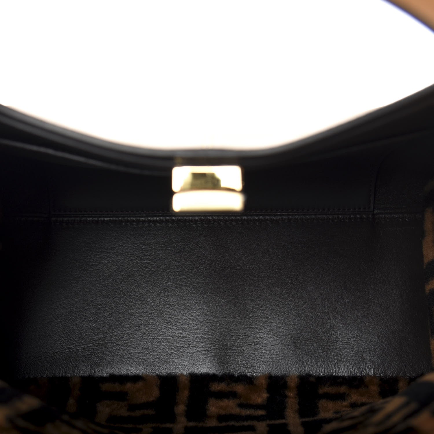 Fendi Vitello Seta Light Century Shearling FF 1974 Medium Peekaboo X-Lite Nocciolo Ebano Tobacco 5 of 10