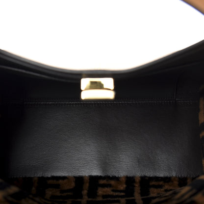 Fendi Vitello Seta Light Century Shearling FF 1974 Medium Peekaboo X-Lite Nocciolo Ebano Tobacco 5 of 10