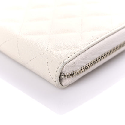 Chanel Caviar Quilted Large Gusset Zip Around Wallet White 10 of 17