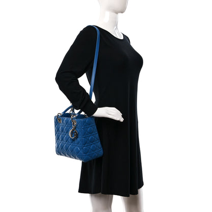 Christian Dior Lambskin Cannage Medium Lady Dior Blue Persan 2 of 15