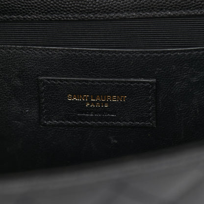 Saint Laurent Grain De Poudre Textured Mixed Matelasse Triquilt Medium Monogram Satchel Black 5 of 15