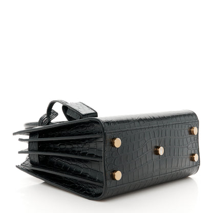 Saint Laurent Calfskin Crocodile Embossed Nano Sac De Jour Black 4 of 11