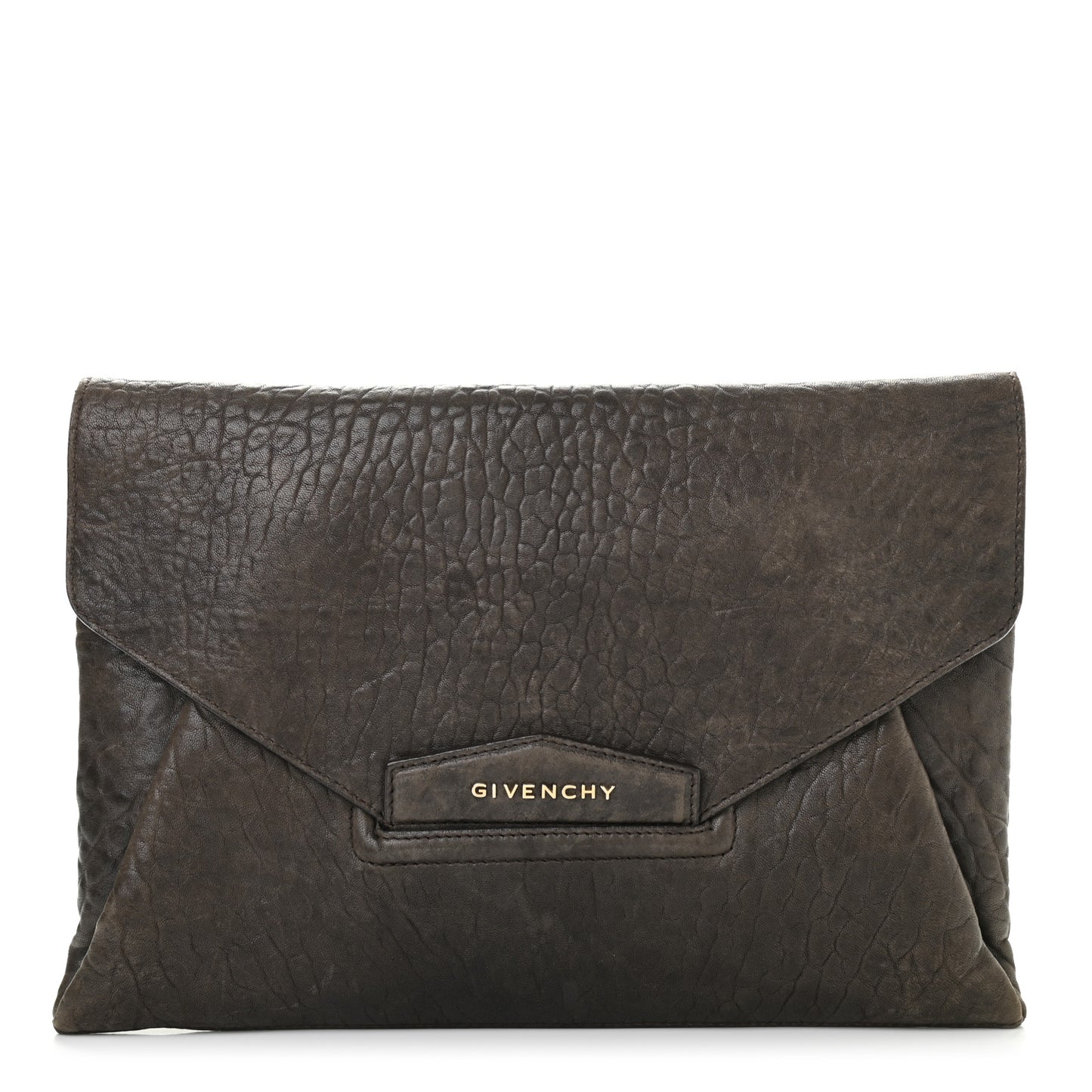 Bullhide Calfskin Medium Antigona Envelope Clutch Brown
