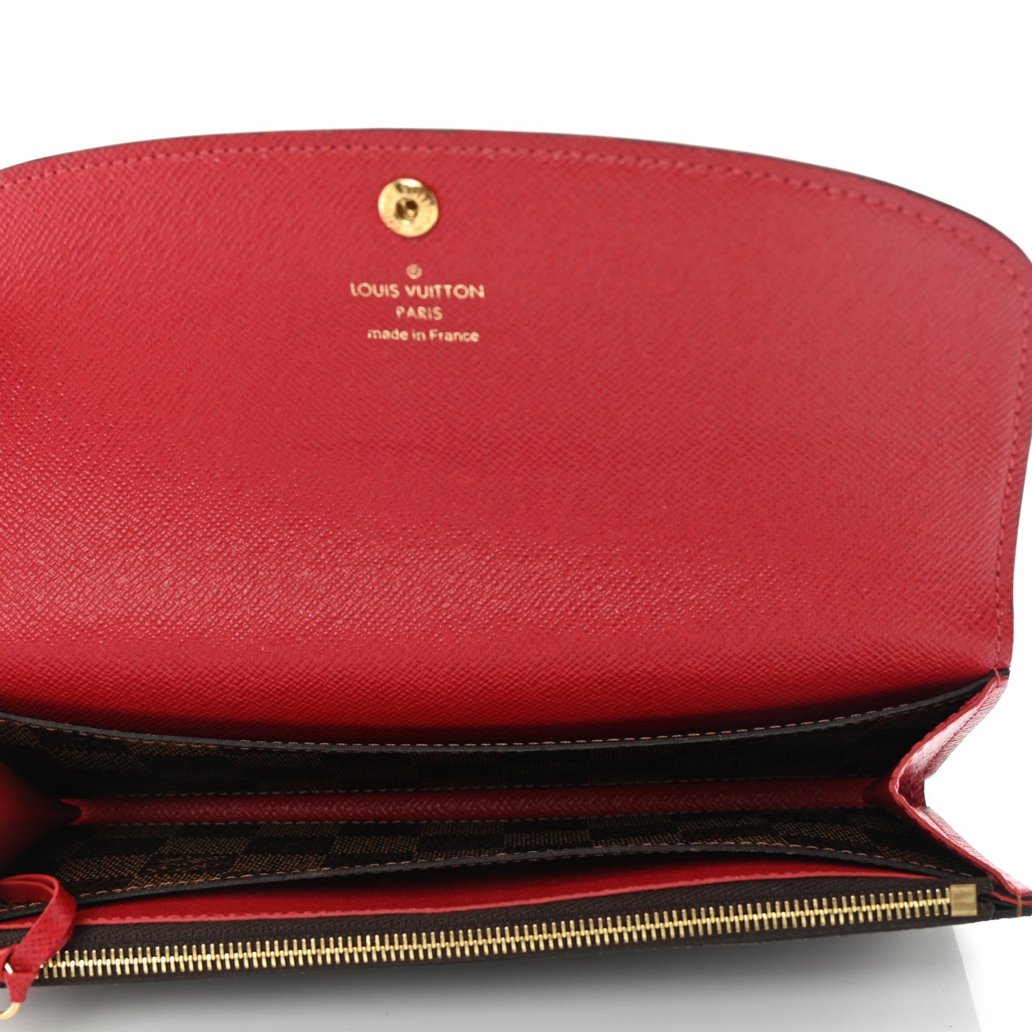 Louis Vuitton Damier Ebene Emilie Wallet Red 5 of 7