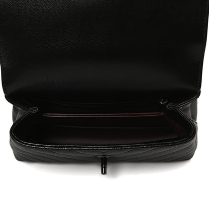 Chanel Caviar Chevron Quilted Mini Coco Handle Flap So Black 6 of 14