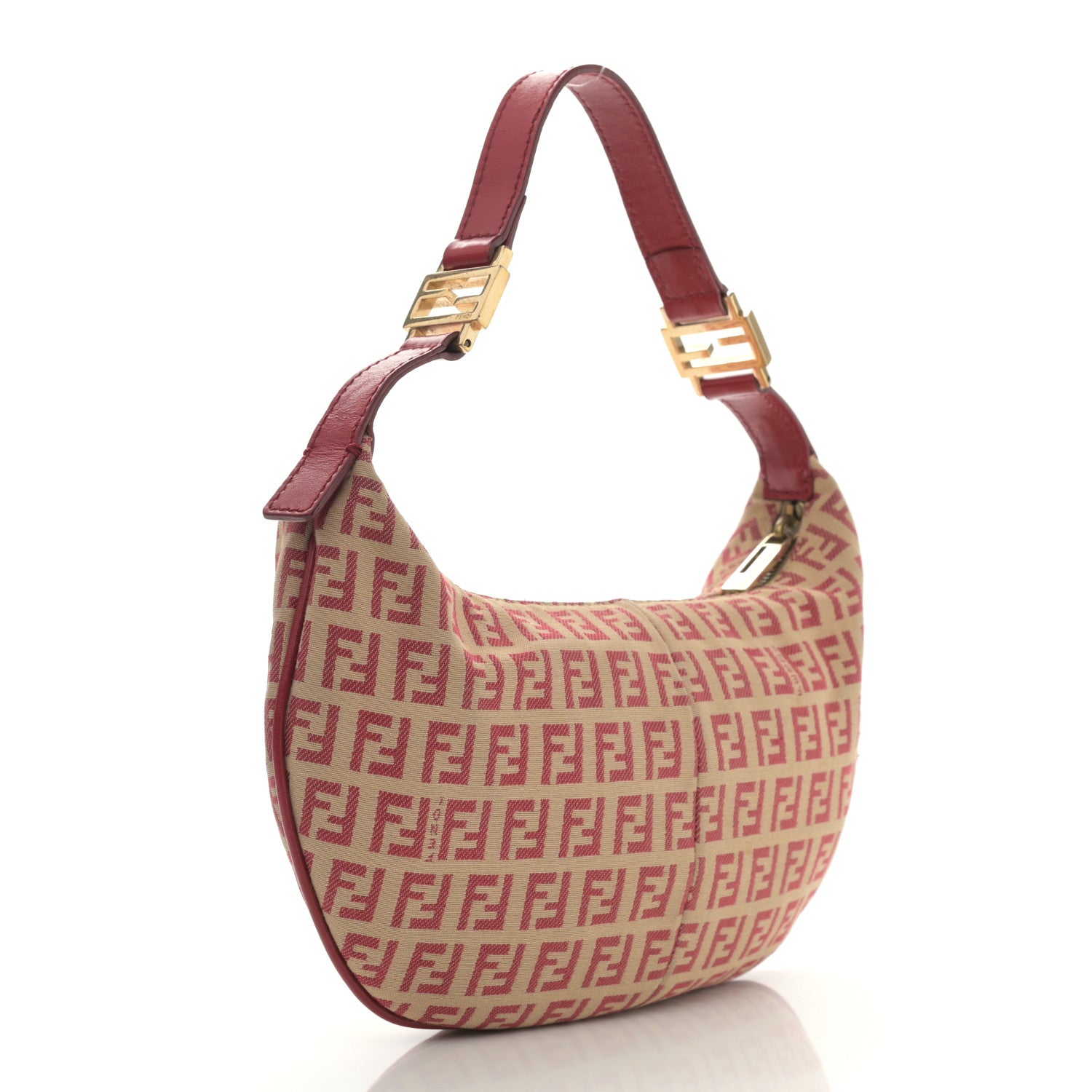 Fendi Zucchino Vitello Hobo Beige Rosso 3 of 11