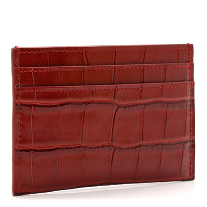 Chanel Calfskin Crocodile Embossed Crococo Card Holder Burgundy 3 of 8
