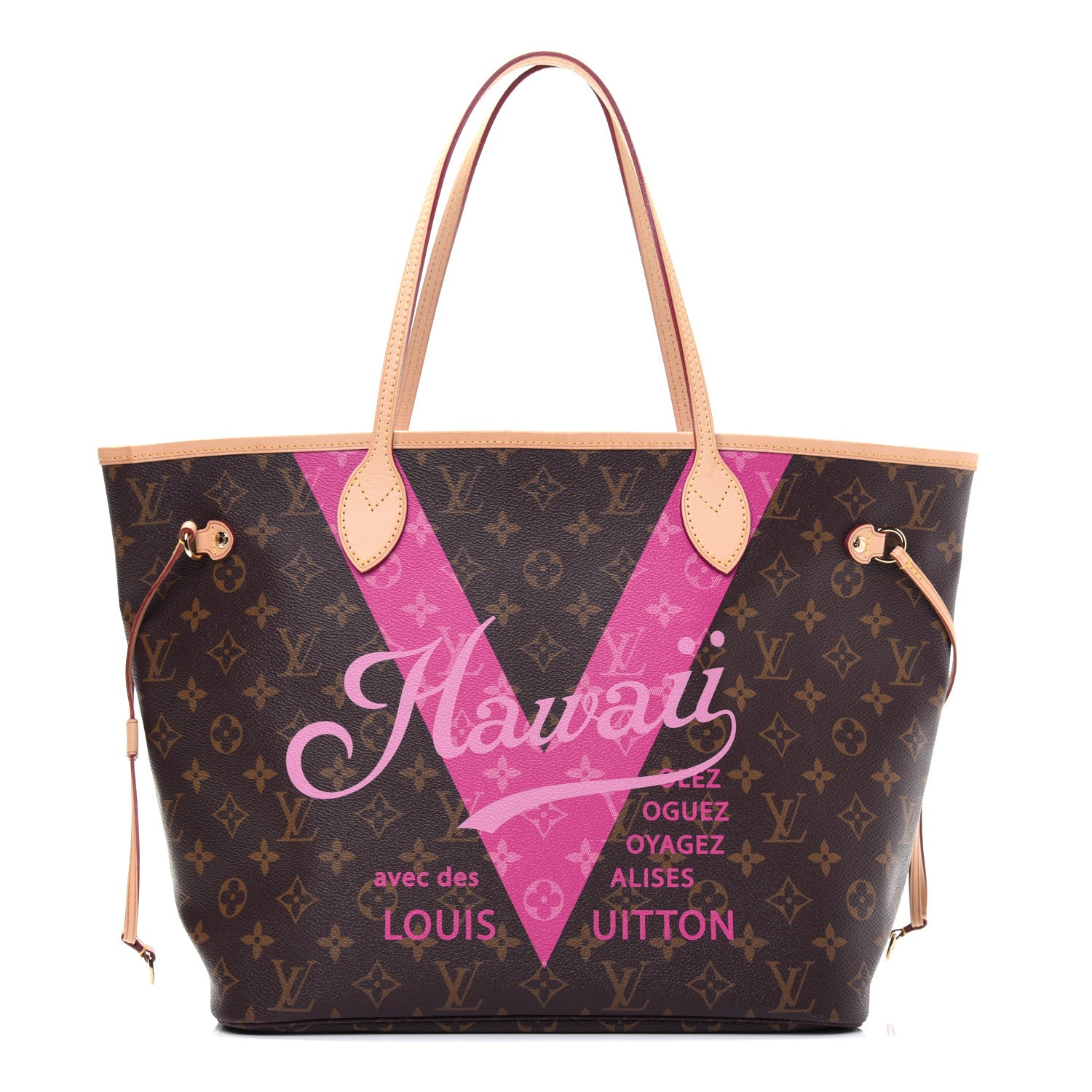 Louis Vuitton Monogram Hawaii V Neverfull MM Hot Pink 1 of 14