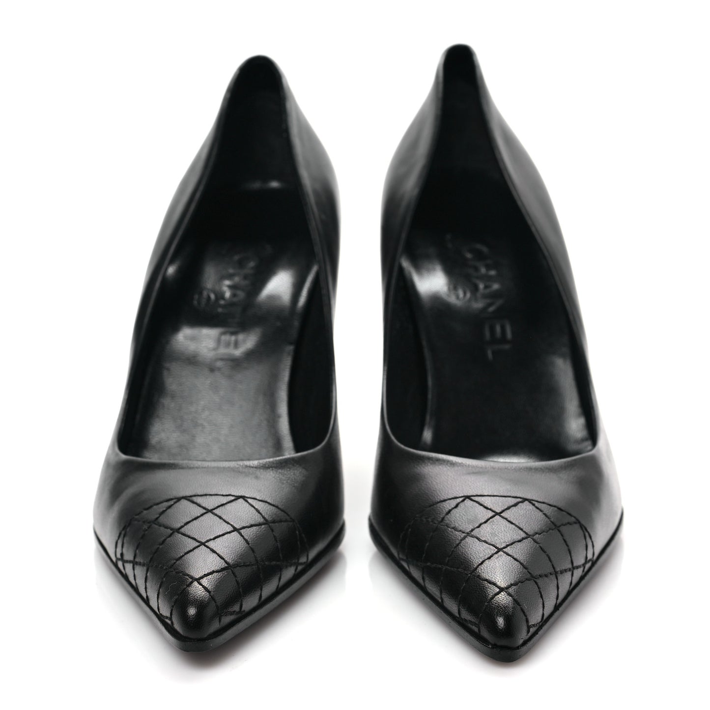 Lambskin Quilted Pointed Toe Pumps 36.5 Black