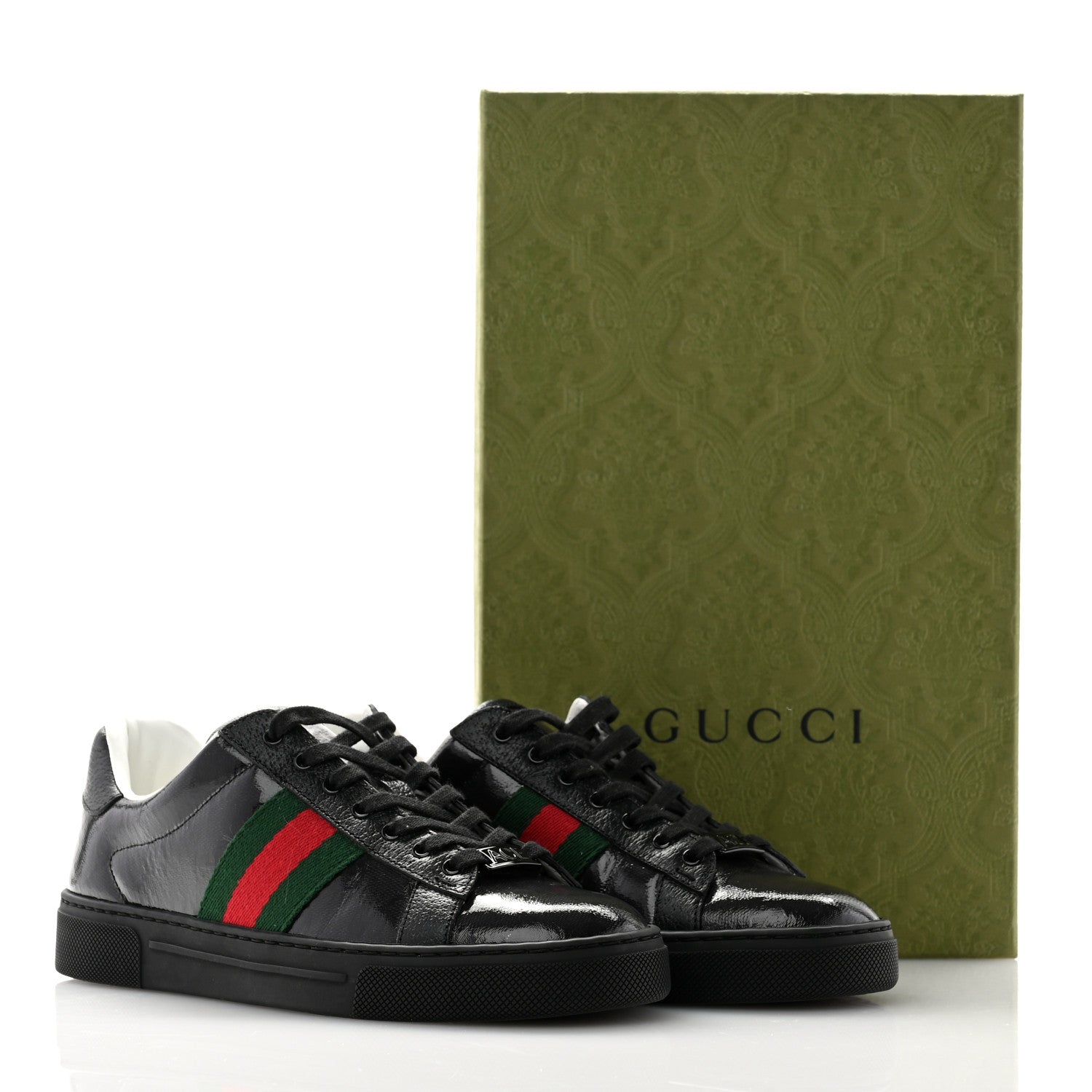 Gucci Crystal GG Monogram Web Womens New Ace Sneakers 36 Black 10 of 10