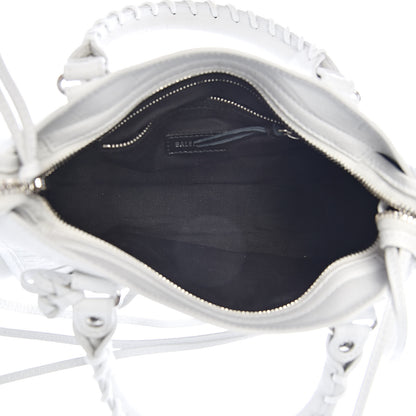 Balenciaga Matte Supple Lambskin Crocodile Embossed Classic Silver Hardware Mini City White 5 of 10