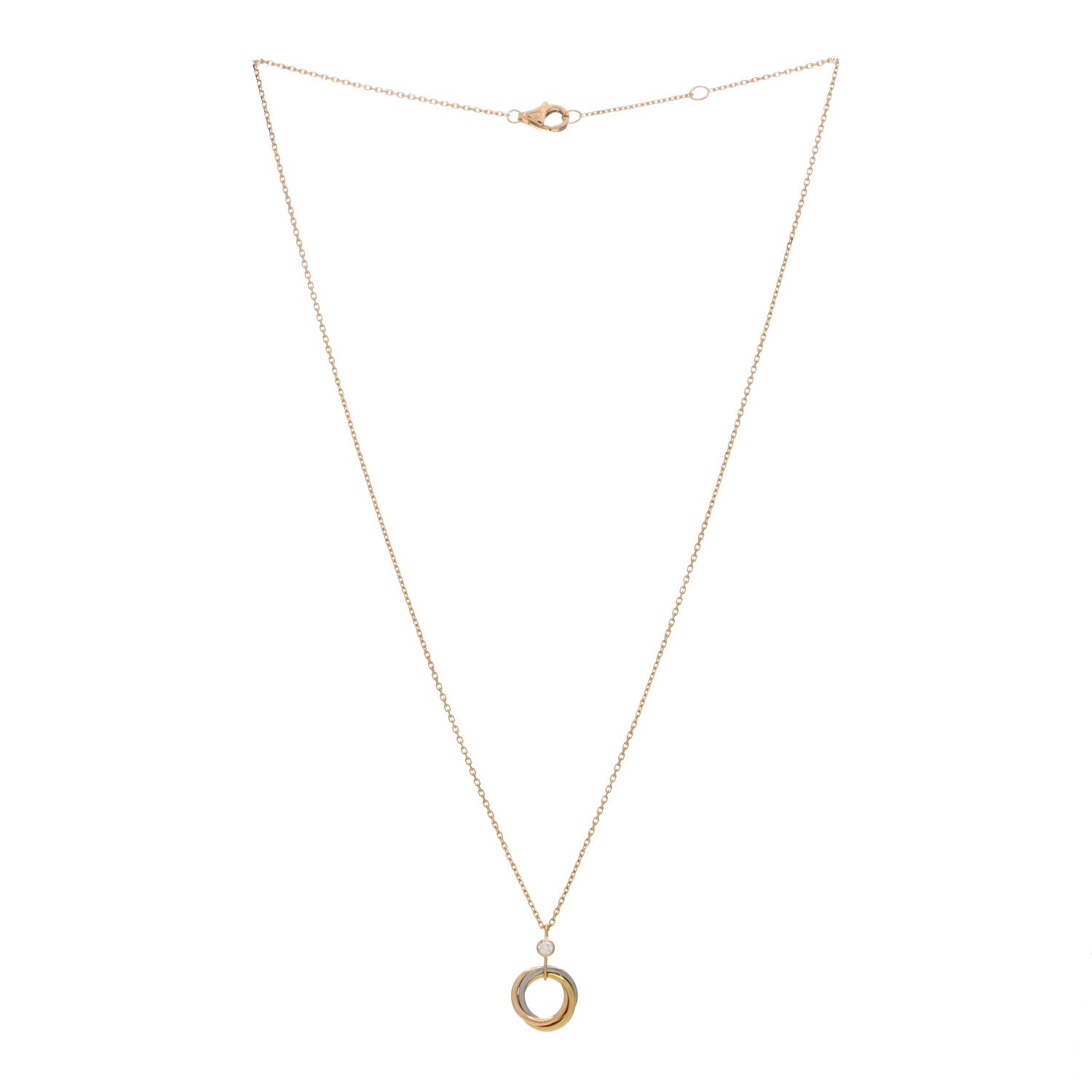 Cartier 18K Pink Yellow White Gold Diamond Trinity Pendant Necklace 2 of 3