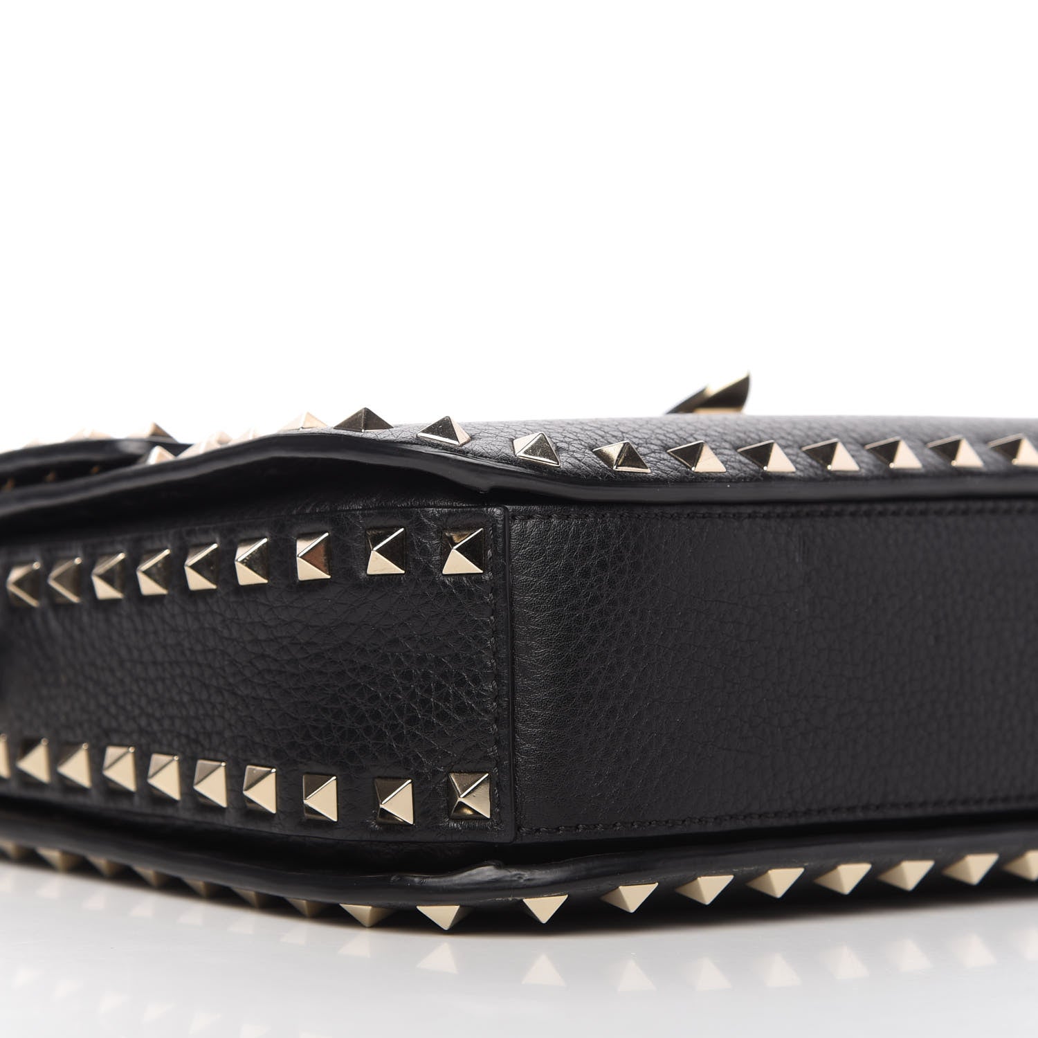 Valentino Garavani Pebbled Calfskin Rockstud Flap Saddle Bag Black 6 of 10