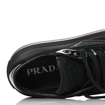 Prada Re-Nylon Spazzolato Rubber Triangle Logo Macro Quilted Womens 45mm Platform Sneakers 39 Black 6 of 8
