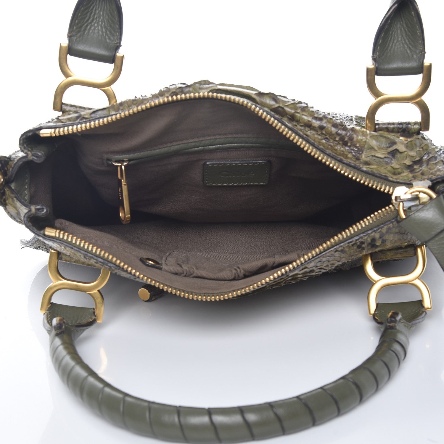 Chloe Python Calfskin Medium Marcie Satchel Green 5 of 10