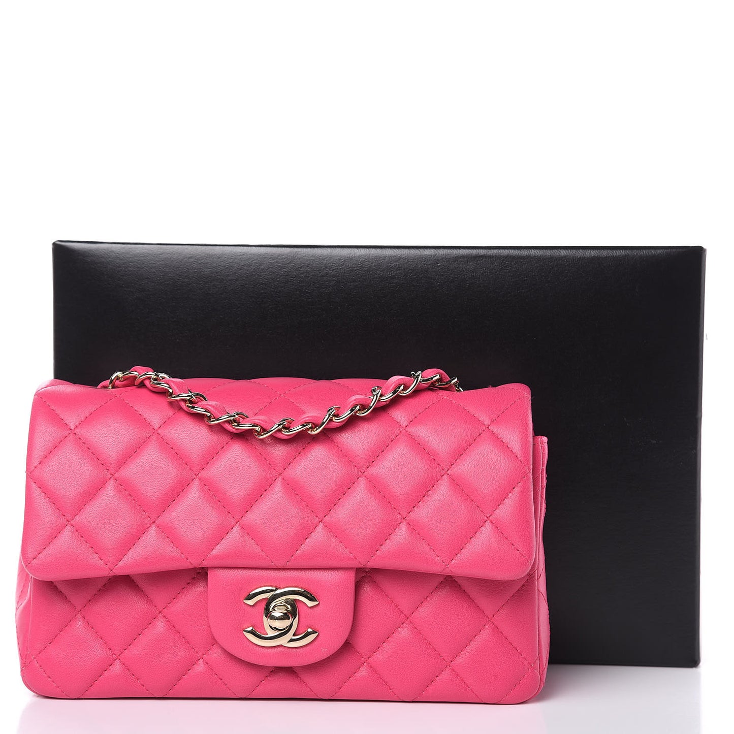 Lambskin Quilted Mini Rectangular Flap Fuchsia