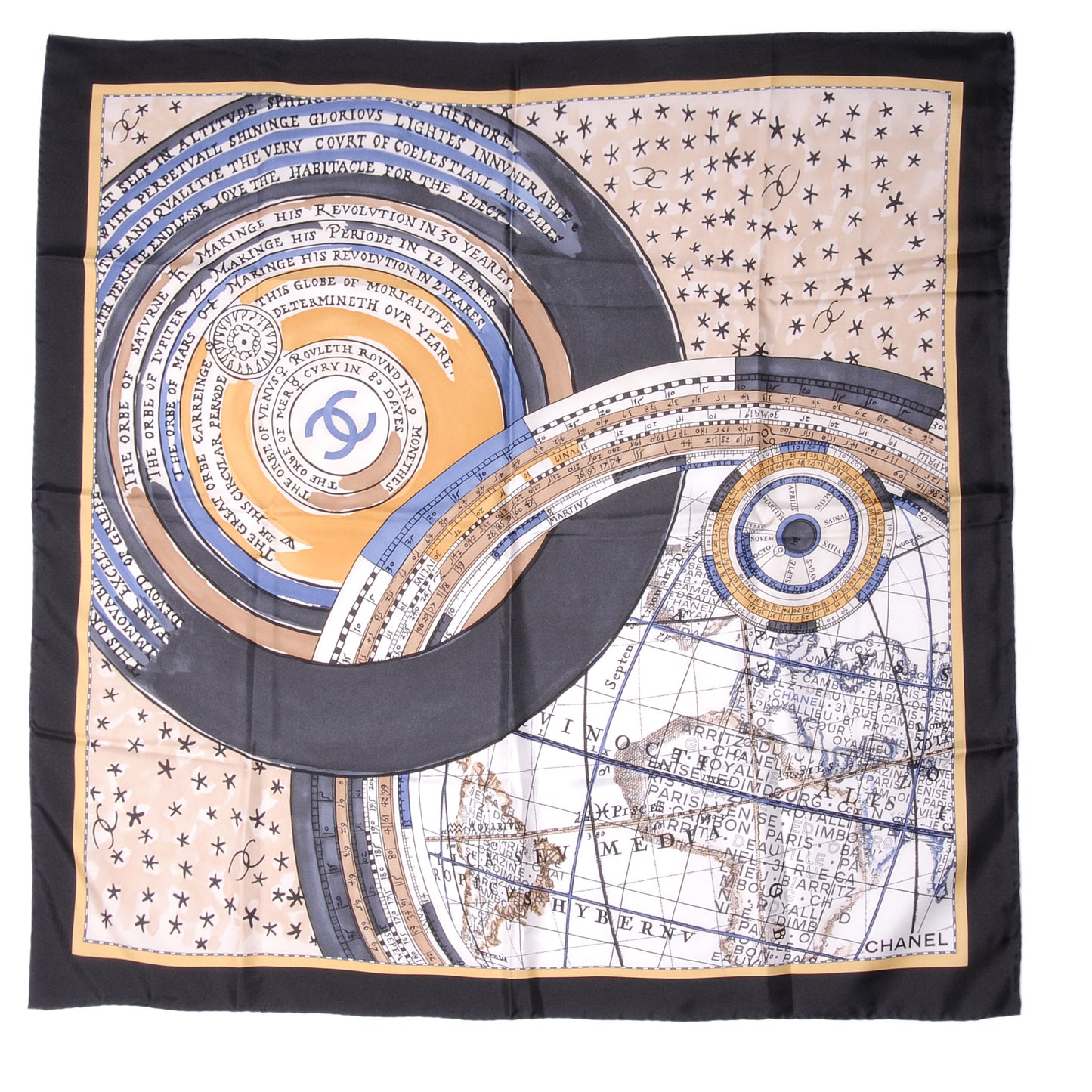 Silk Map Square Scarf CC