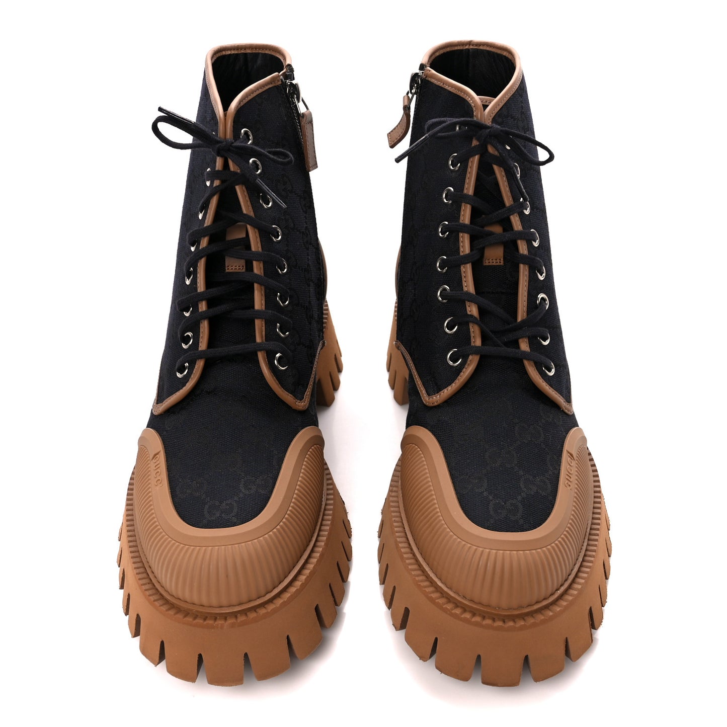 Monogram Miro Soft Calfskin Mens Lace Up Combat Boots 11 Black Koi Beige