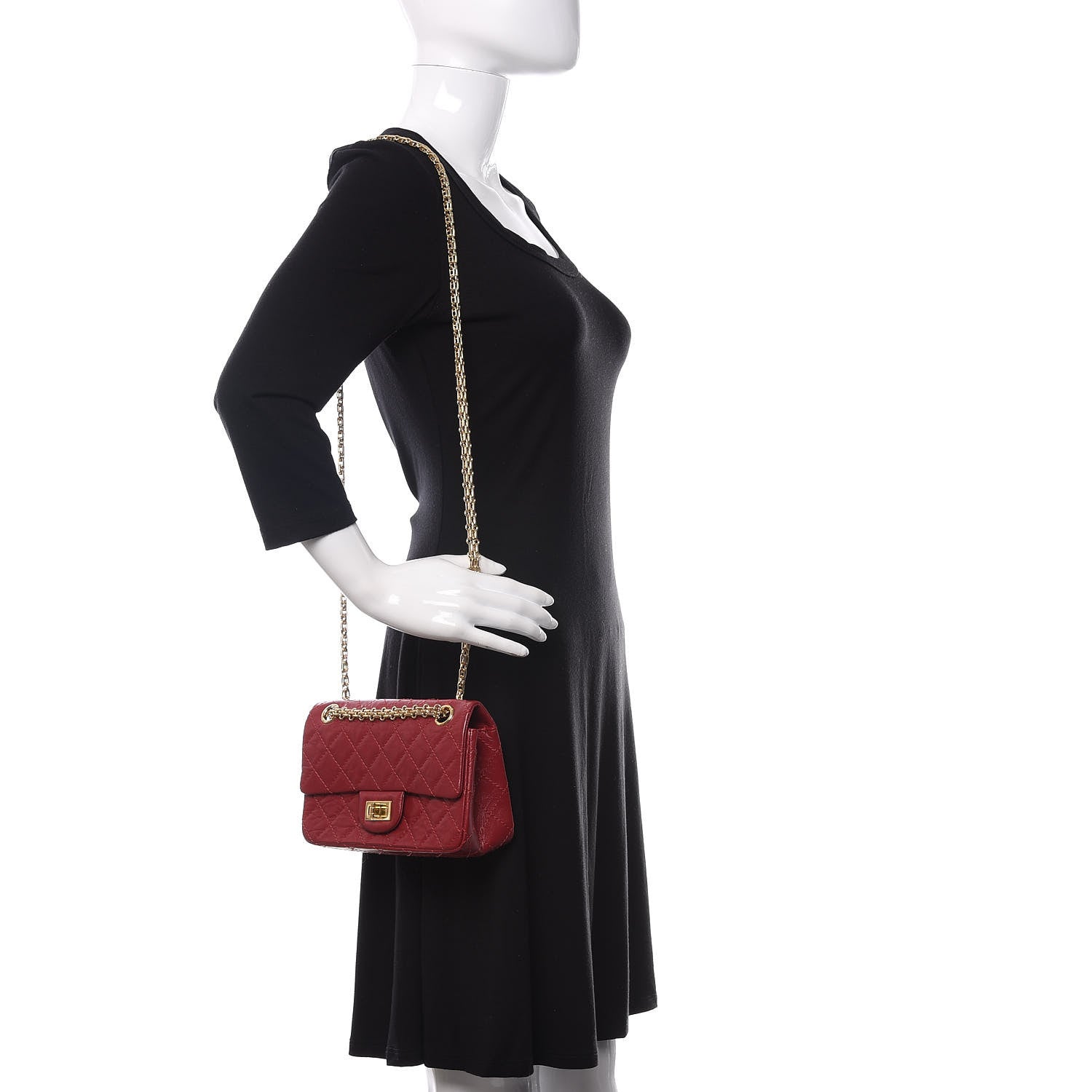 Chanel Aged Calfskin Quilted 2.55 Reissue Mini Flap Red 2 of 11