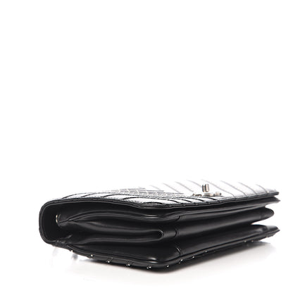Chanel Calfskin Studded Chevron Quilted Flap Black 3 of 13