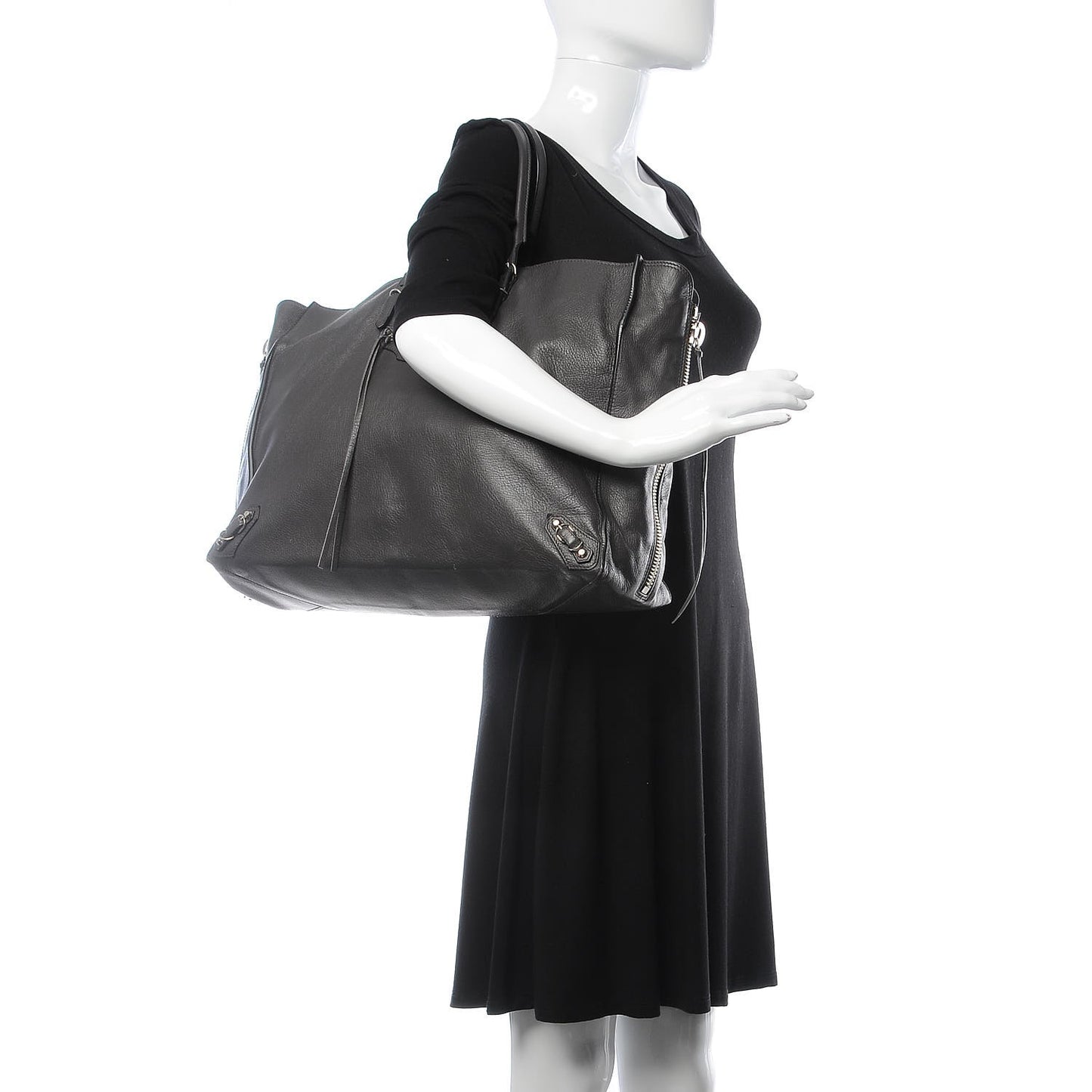 Veau Papier A4 Zip Around Tote Gris Fossile