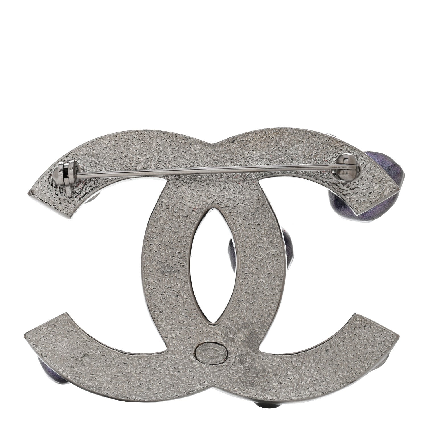 Chanel Ruthenium Pearl Crystal CC Mini Brooch 3 of 5