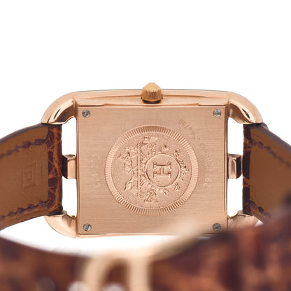 Hermes 18K Yellow Gold Alligator Diamond Bezel Mother of Pearl 23mm Cape Cod Quartz Watch Brown 4 of 4