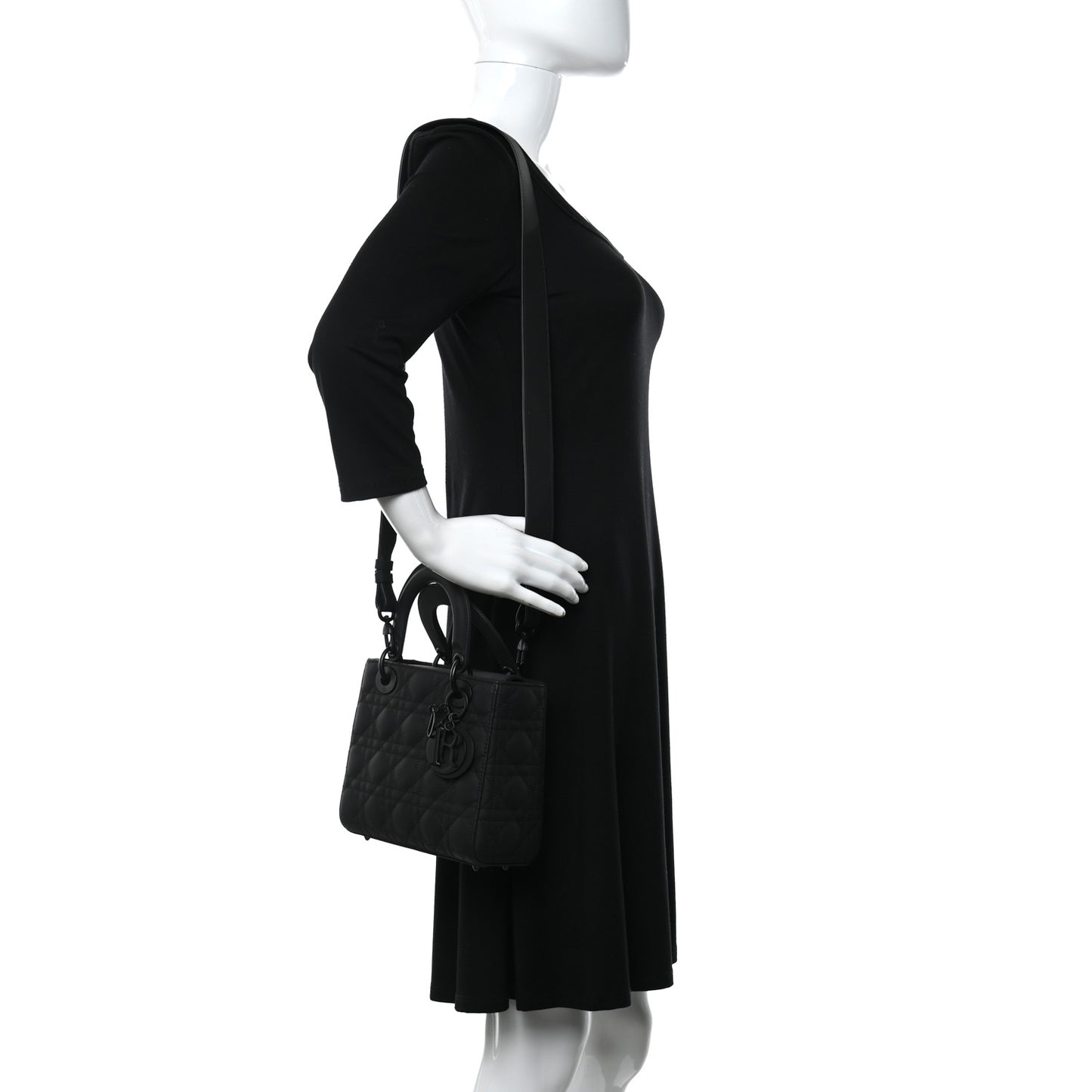 Ultra Matte Calfskin Cannage Small My ABCDior Lady Dior Black