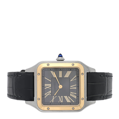 Cartier Stainless Steel 18K Yellow Gold Alligator 31.4mm Santos Dumont Quartz Watch Grey 2 of 5